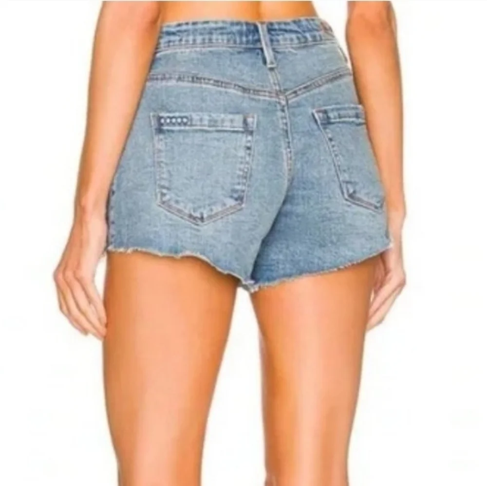 High Rise Denim Shorts Button Fly Cutoff Raw Frayed Hem Distressed NWT Size 26